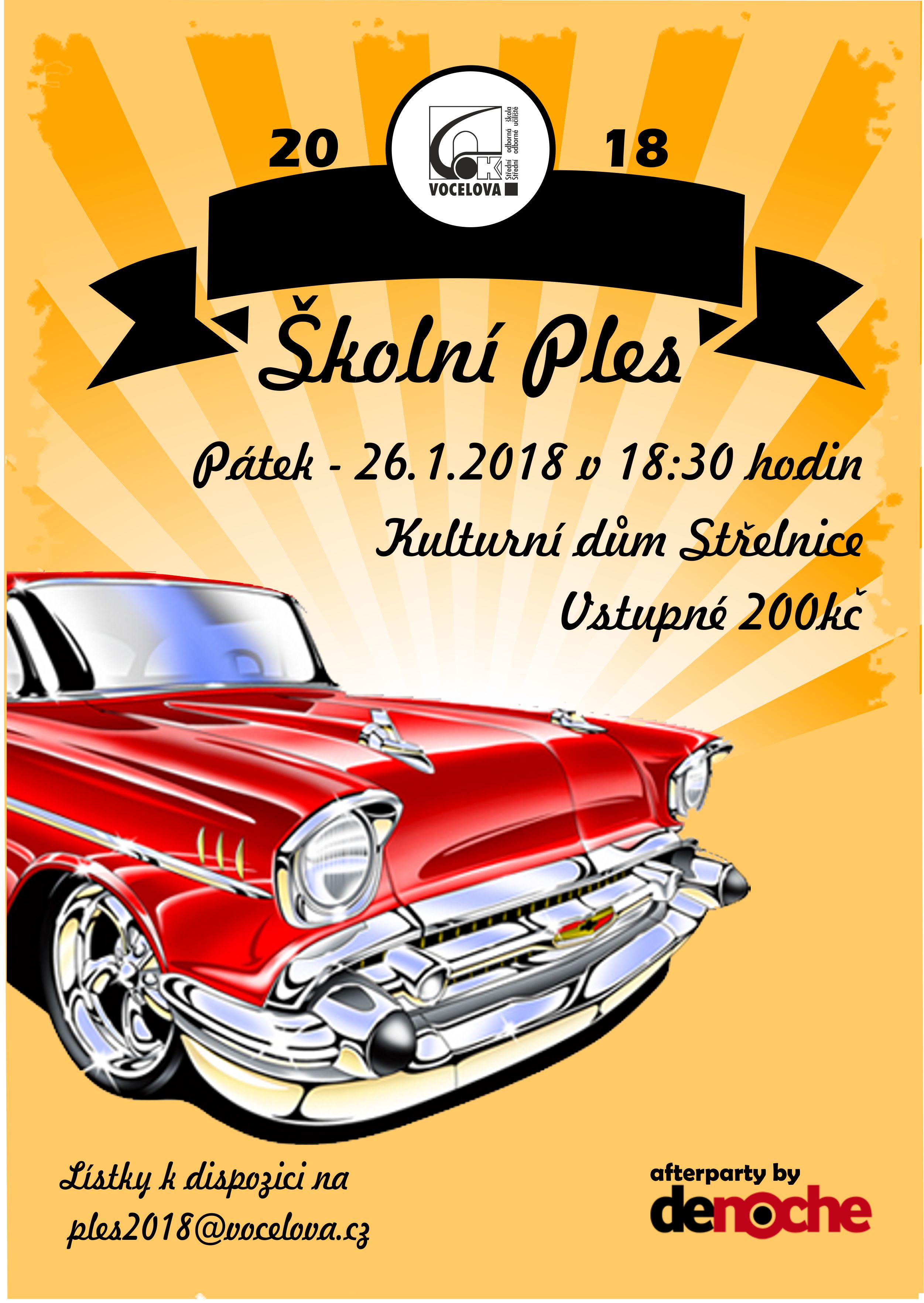 ŠKOLNÍ PLES 2018, Pátek 26. 1. 2018 v 18:30 hodin, KD Střelnice